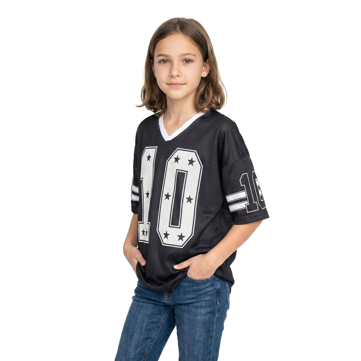 Op deze afbeelding zie je een Kostuums, van het merk Wilbers. Sky Star IJshockeyshirt Zwart (Oversized) Kind