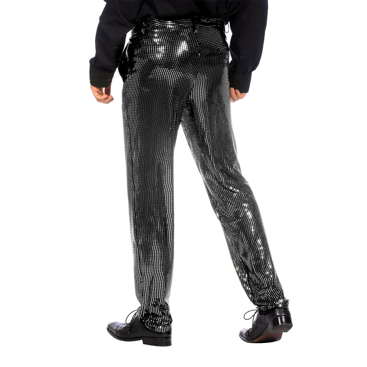 Op deze afbeelding zie je een Kostuums, van het merk Wilbers. Broek Metallic Zilveren Disco Man