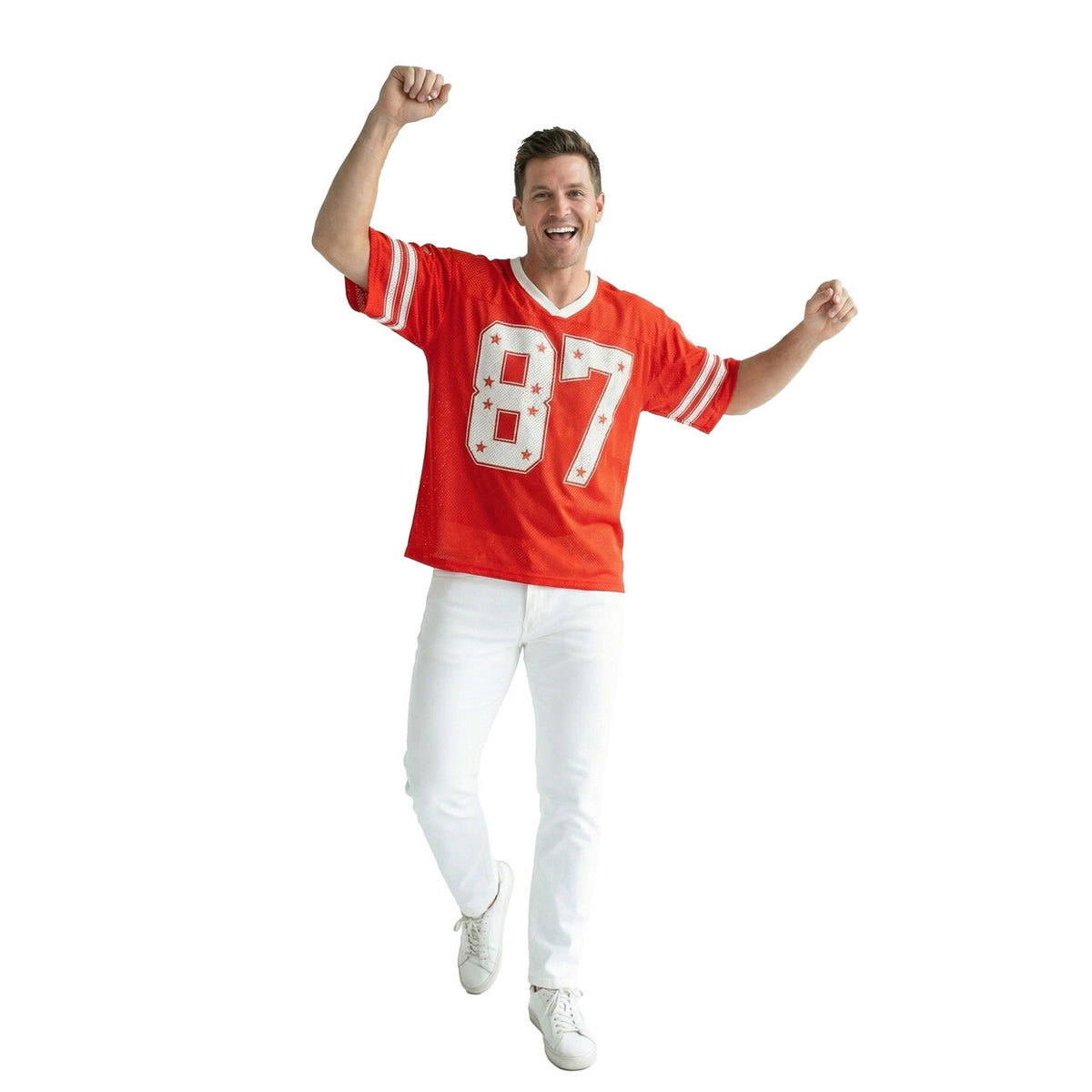 Op deze afbeelding zie je een Kostuums, van het merk Wilbers. Retro Stars IJshockeyshirt Rood (Oversized)