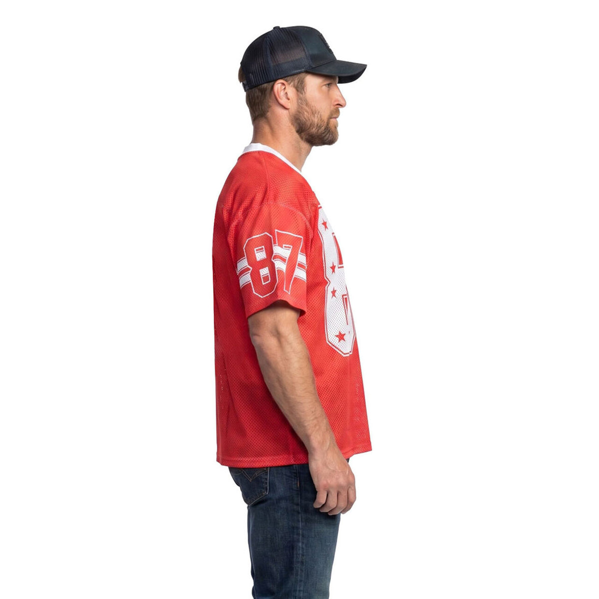 Op deze afbeelding zie je een Kostuums, van het merk Wilbers. Retro Stars IJshockeyshirt Rood (Oversized)