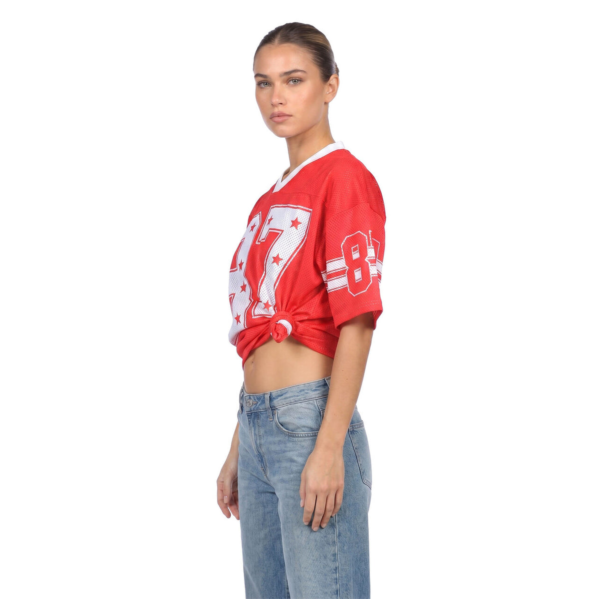 Op deze afbeelding zie je een Kostuums, van het merk Wilbers. Retro Stars IJshockeyshirt Rood (Oversized)