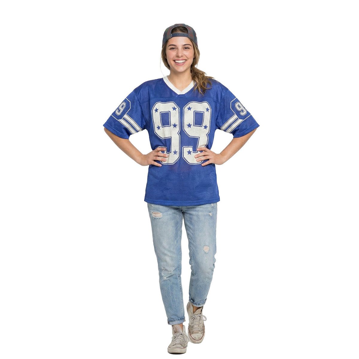Op deze afbeelding zie je een Kostuums, van het merk Wilbers. Retro Stars IJshockeyshirt Blauw (Oversized)