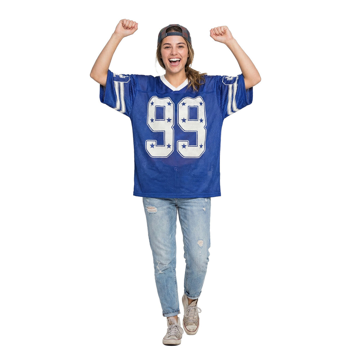 Op deze afbeelding zie je een Kostuums, van het merk Wilbers. Retro Stars IJshockeyshirt Blauw (Oversized)
