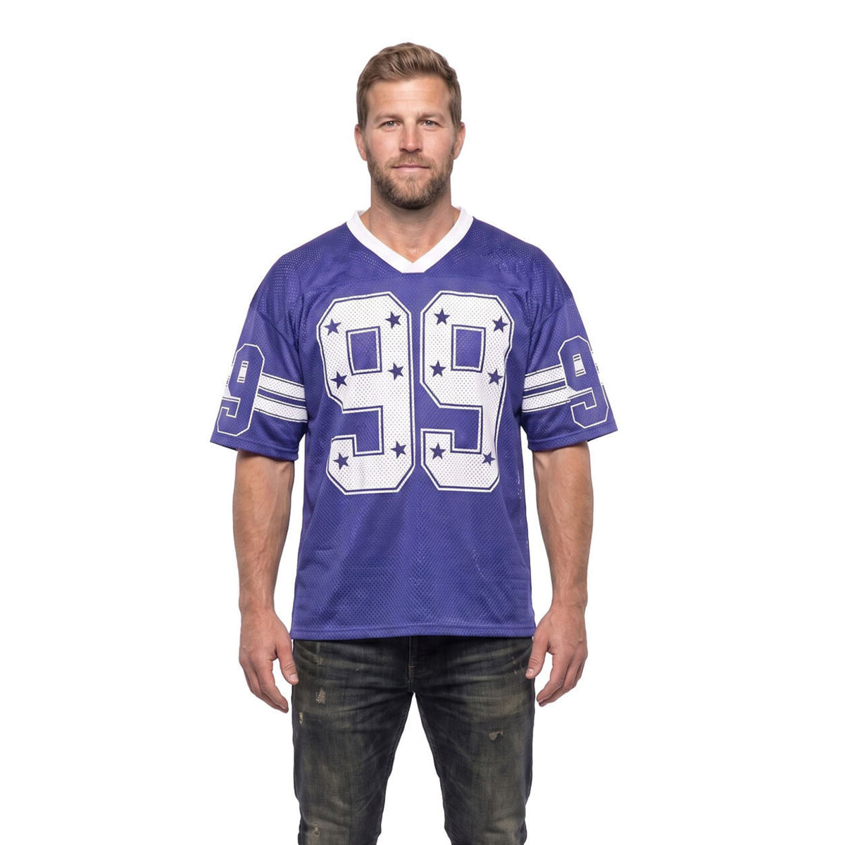 Op deze afbeelding zie je een Kostuums, van het merk Wilbers. Retro Stars IJshockeyshirt Blauw (Oversized)