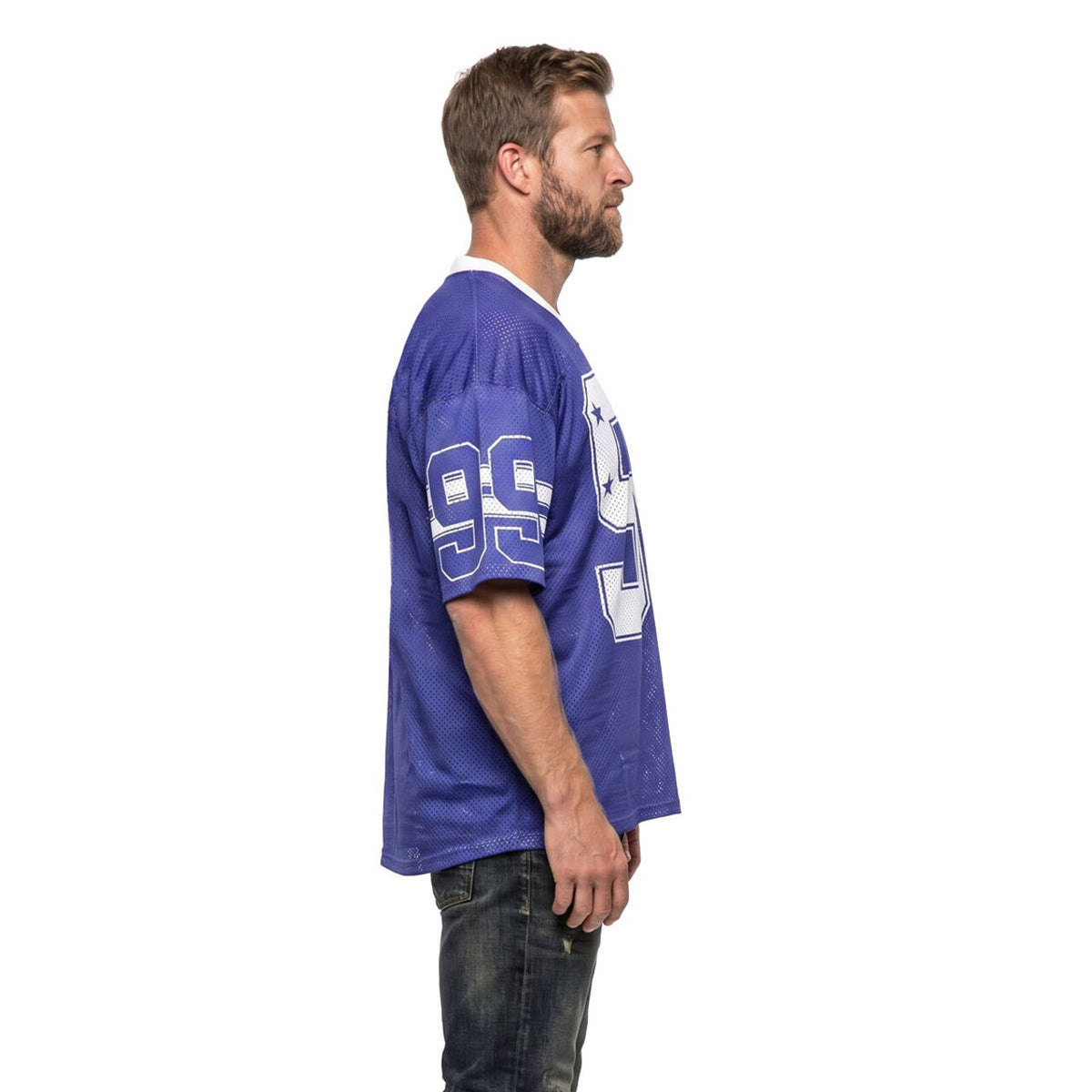 Op deze afbeelding zie je een Kostuums, van het merk Wilbers. Retro Stars IJshockeyshirt Blauw (Oversized)