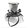 Mini Haut De Forme à Paillettes Argent Avec Voile