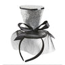 Mini Haut De Forme à Paillettes Argent Avec Voile