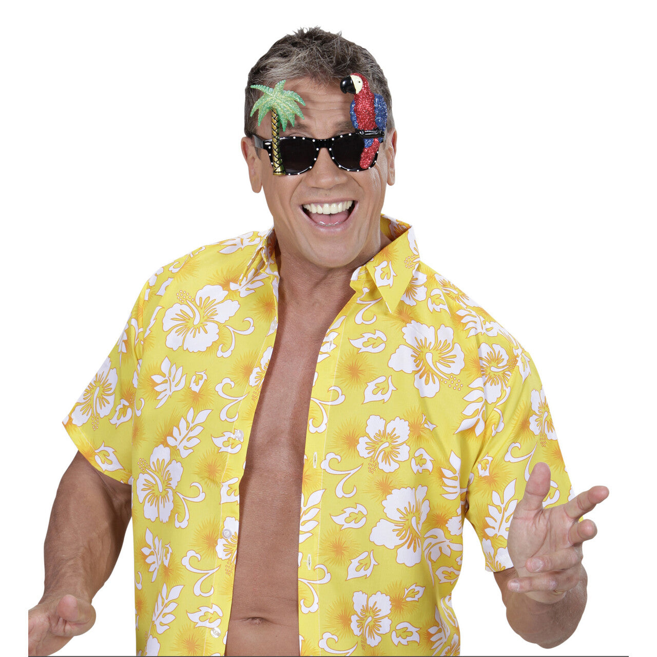 Op deze afbeelding zie je een Accessoires, van het merk Widmann. Bril Tropisch Papegaai En Palmboom
