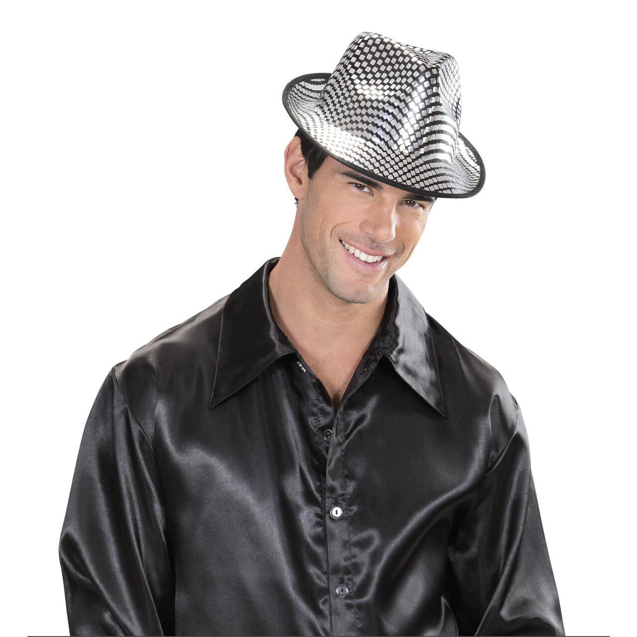 Op deze afbeelding zie je een Accessoires, van het merk Widmann. Fedora Deukhoed Pailletten Zilver