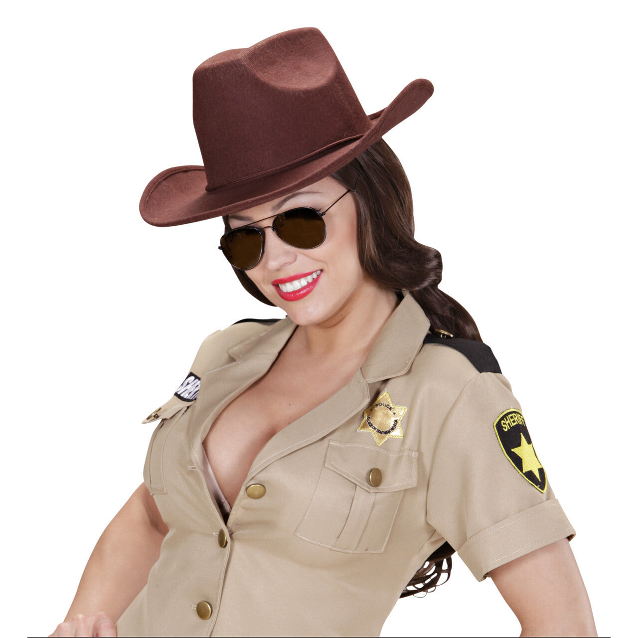 Op deze afbeelding zie je een Accessoires, van het merk Widmann. Cowboyhoed Bruin