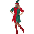 Costume De Lutin De Noël Vert-Rouge Pour Femme Costume