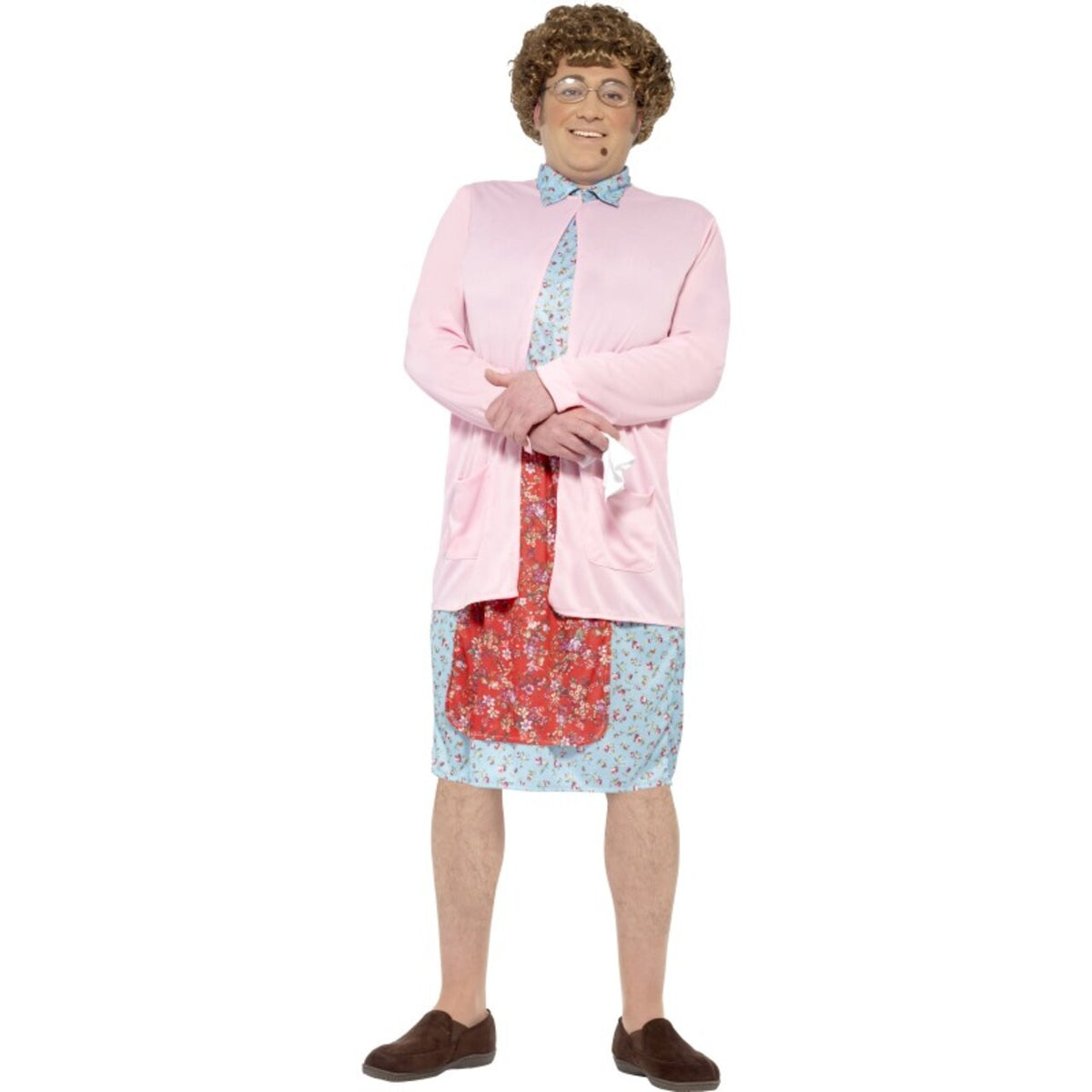 Op deze afbeelding zie je een Kostuums, van het merk Smiffy's. Mrs Brown Keurige Huisvrouw Man Kostuum