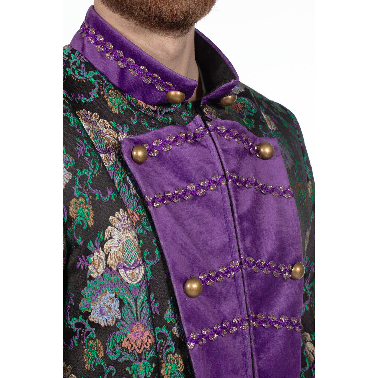 Op deze afbeelding zie je een Kostuums, van het merk Wilbers. Luxe Jacquardjas Groen / Paars Man