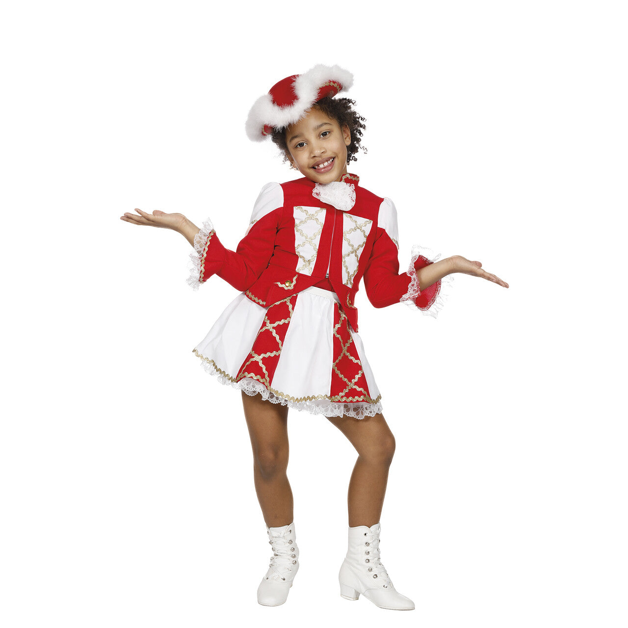 Op deze afbeelding zie je een Kostuums, van het merk Wilbers. Dansmarietje Kind Rood Meisje Kostuum