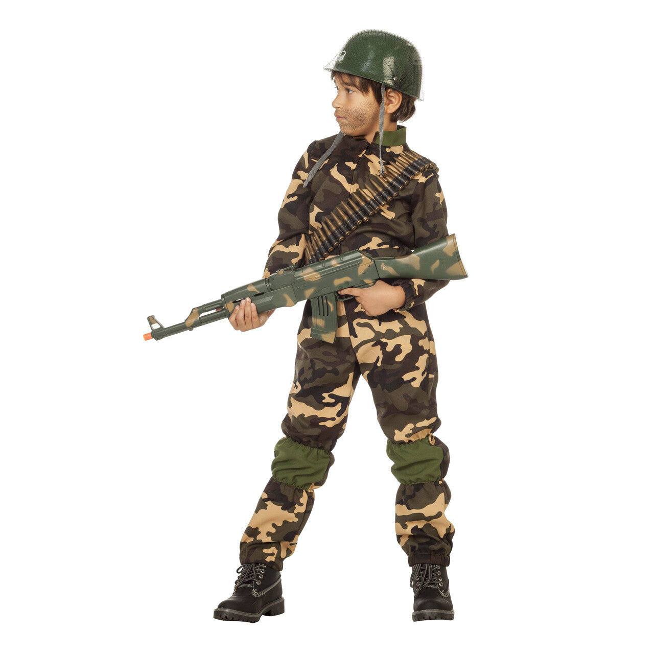 Op deze afbeelding zie je een Kostuums, van het merk Wilbers. Desert Storm Commando Camouflage Kostuum Bruin Jongen
