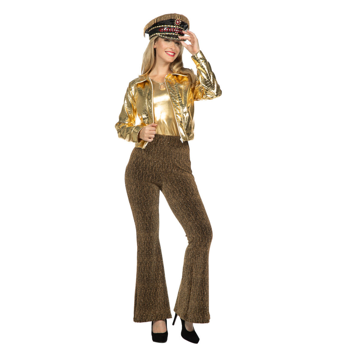 Op deze afbeelding zie je een Kostuums, van het merk Wilbers. Goud Geval Flared Broek Vrouw