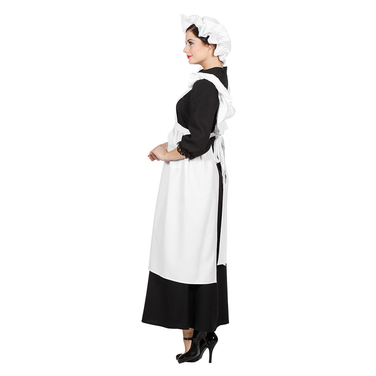 Op deze afbeelding zie je een Kostuums, van het merk Wilbers. Kokkin En Bediende Schort+muts Wit Vrouw Kostuum