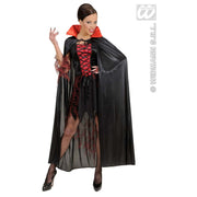 Op deze afbeelding zie je een Accessoires, van het merk Widmann. Zwarte Cape Met Rode Kraag 136 Centimeter