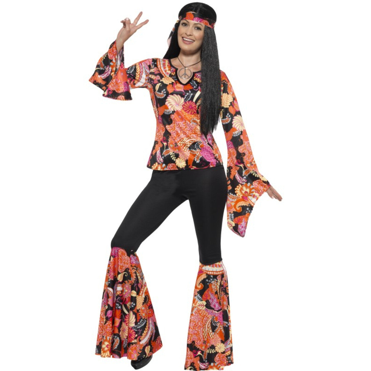Op deze afbeelding zie je een Kostuums, van het merk Smiffy's. Hippie Emma-Lee Vrouw Kostuum