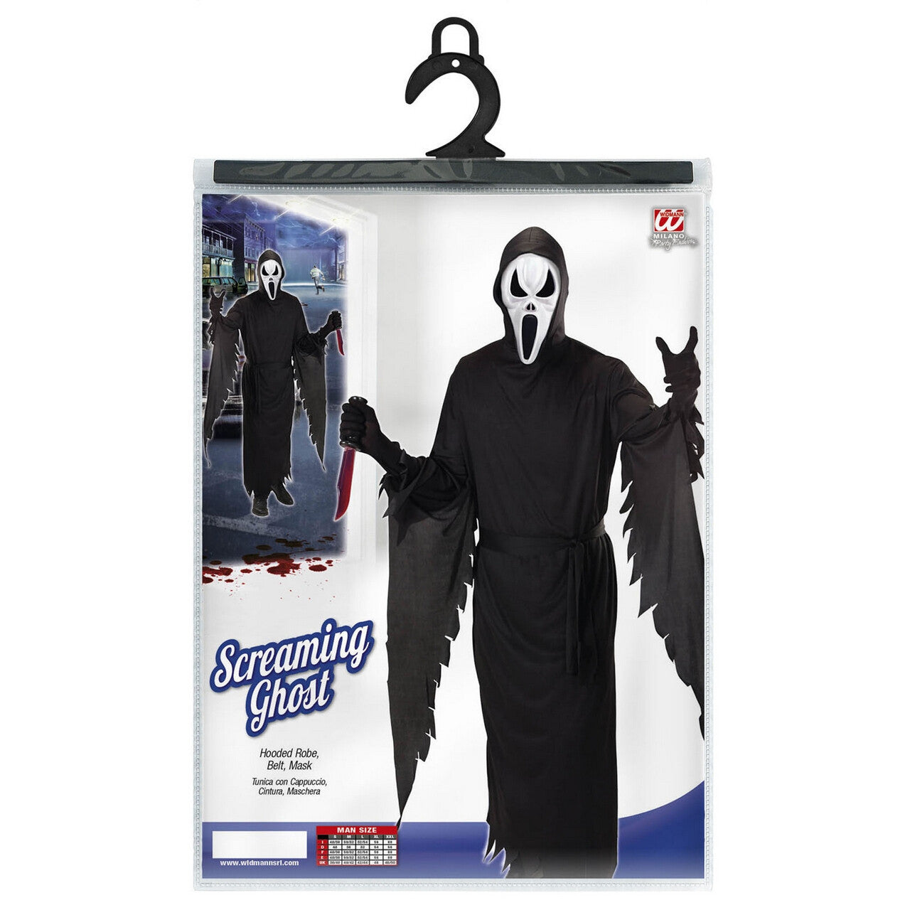 Op deze afbeelding zie je een Kostuums, van het merk Widmann. Screaming Ghost Man Kostuum