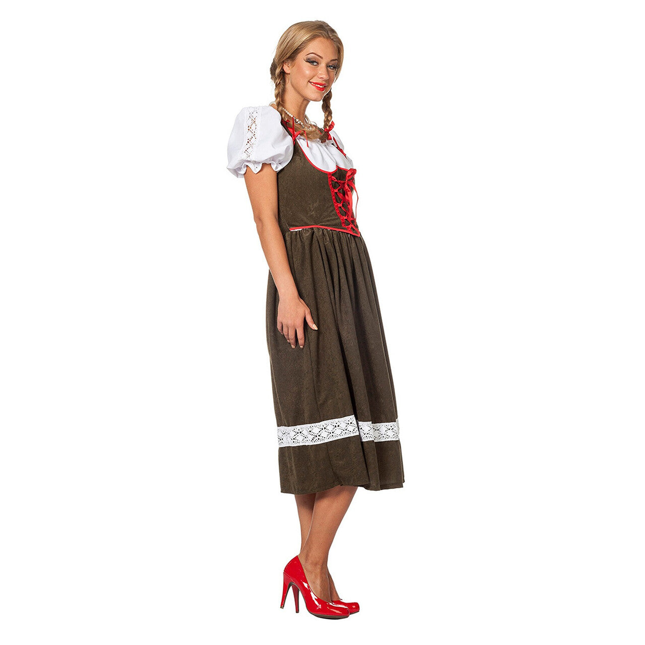 Op deze afbeelding zie je een Kostuums, van het merk Wilbers. Lange Donkergroene Keurige Oktoberfest Dirndl Vrouw Kostuum