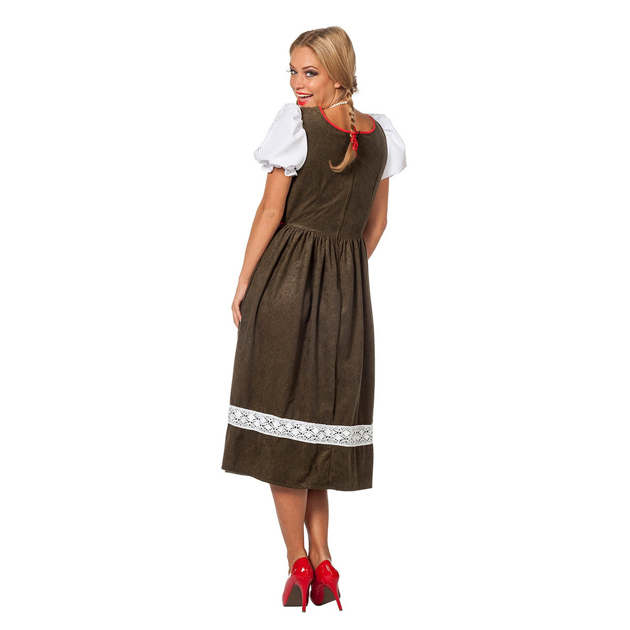 Op deze afbeelding zie je een Kostuums, van het merk Wilbers. Lange Donkergroene Keurige Oktoberfest Dirndl Vrouw Kostuum
