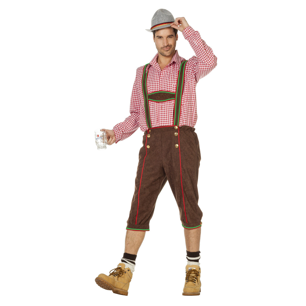 Op deze afbeelding zie je een Kostuums, van het merk Wilbers. Bierdrinkende Tiroler Bruin Man