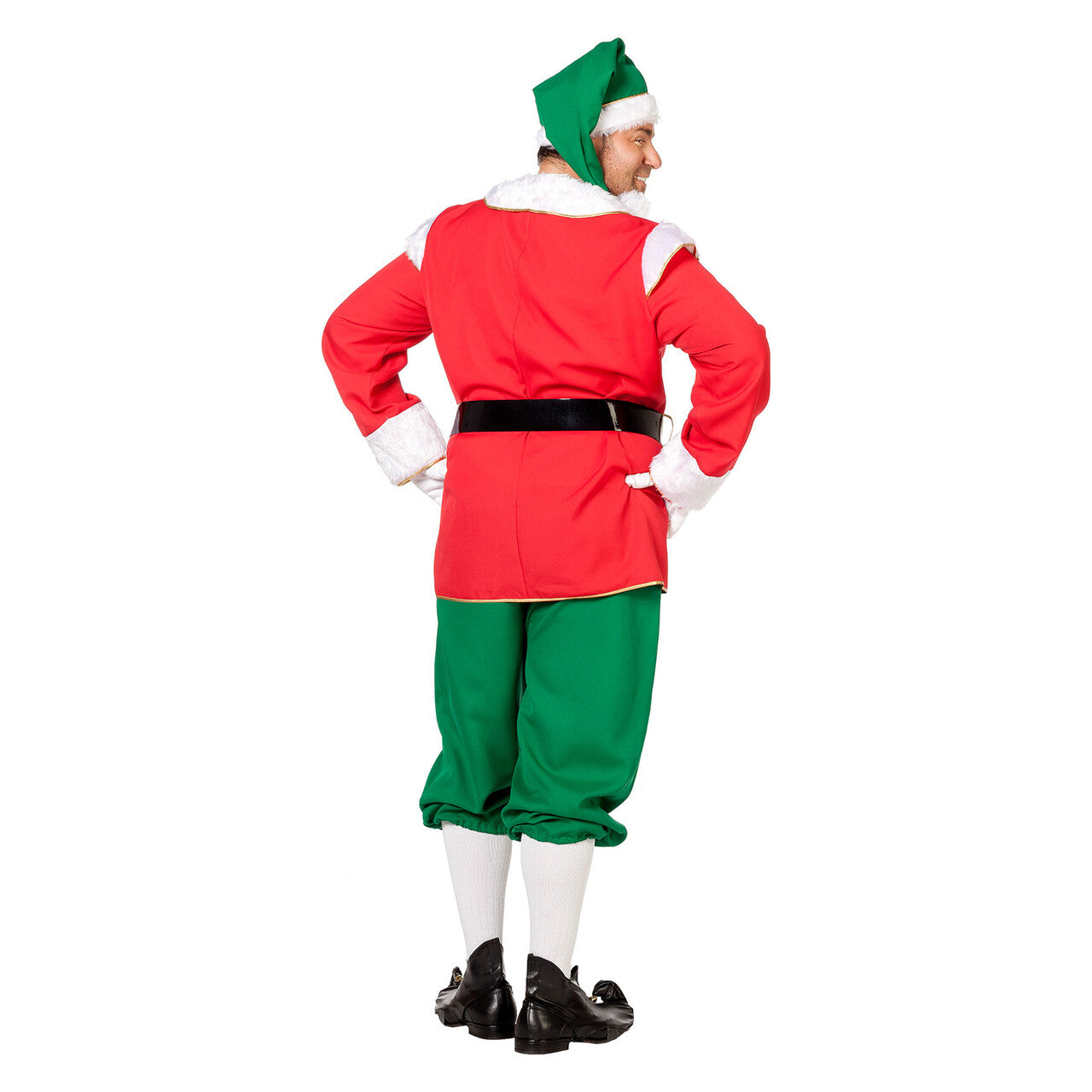 Op deze afbeelding zie je een Kostuums, van het merk Wilbers. Engelse Elf Rood / Groen Met Muts Man Kostuum