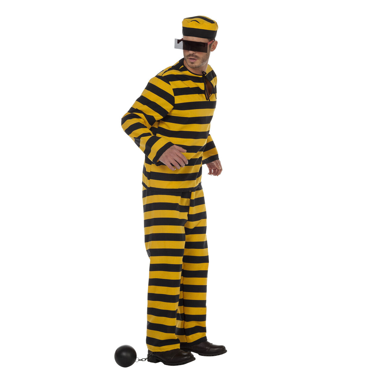Op deze afbeelding zie je een Kostuums, van het merk Wilbers. De Gestreepte Gebroeders Westernstrip Boeven Man Kostuum