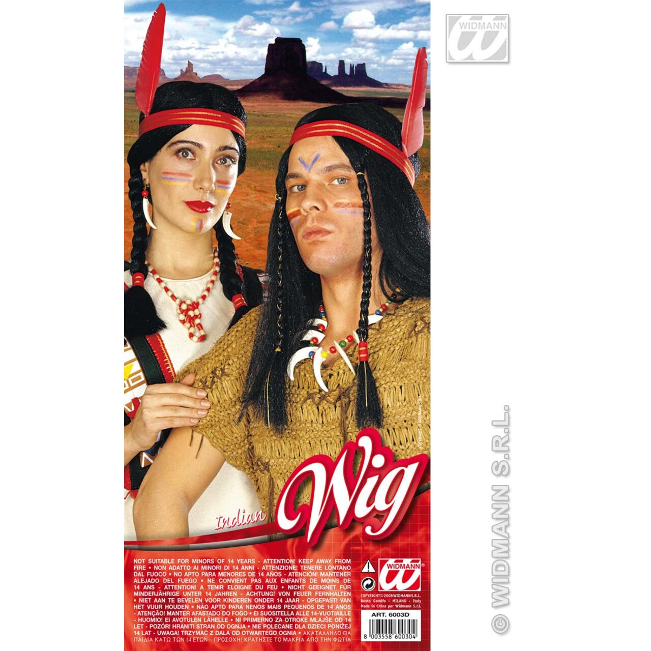 Op deze afbeelding zie je een Accessoires, van het merk Widmann. Pruik Indiaanse Man Of Vrouw