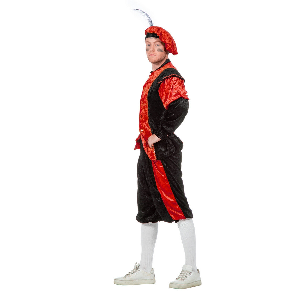 Op deze afbeelding zie je een Kostuums, van het merk Wilbers. Rode Piet Pansamt Budget Kostuum