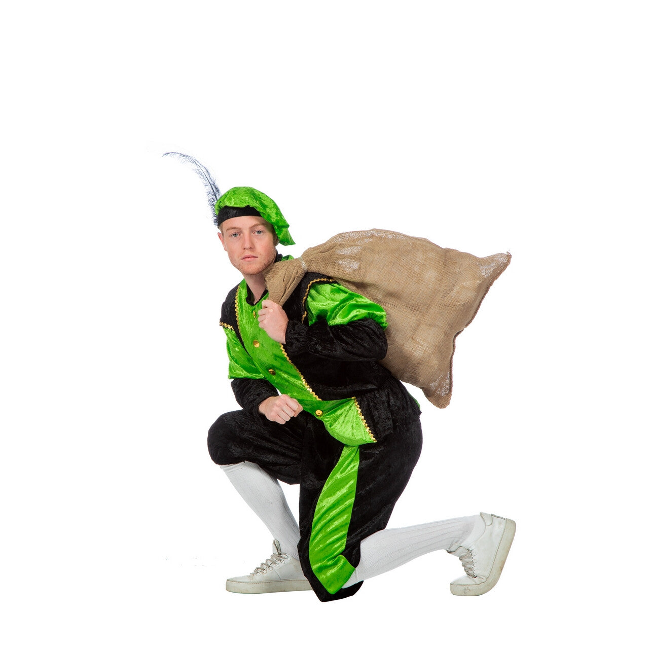 Op deze afbeelding zie je een Kostuums, van het merk Wilbers. Groene Piet Pansamt Budget Kostuum