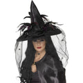 Chapeau De Sorcière Noir Avec Voile