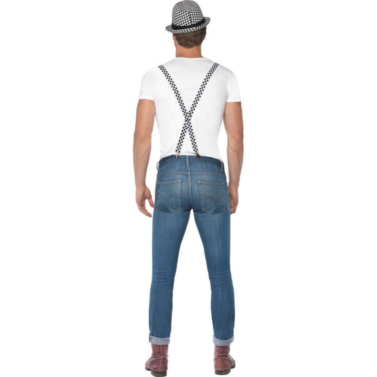 Op deze afbeelding zie je een Accessoires, van het merk Smiffy's. Jaren 80 Ska Tweekleurige Set Van Bretels En Hoed Man