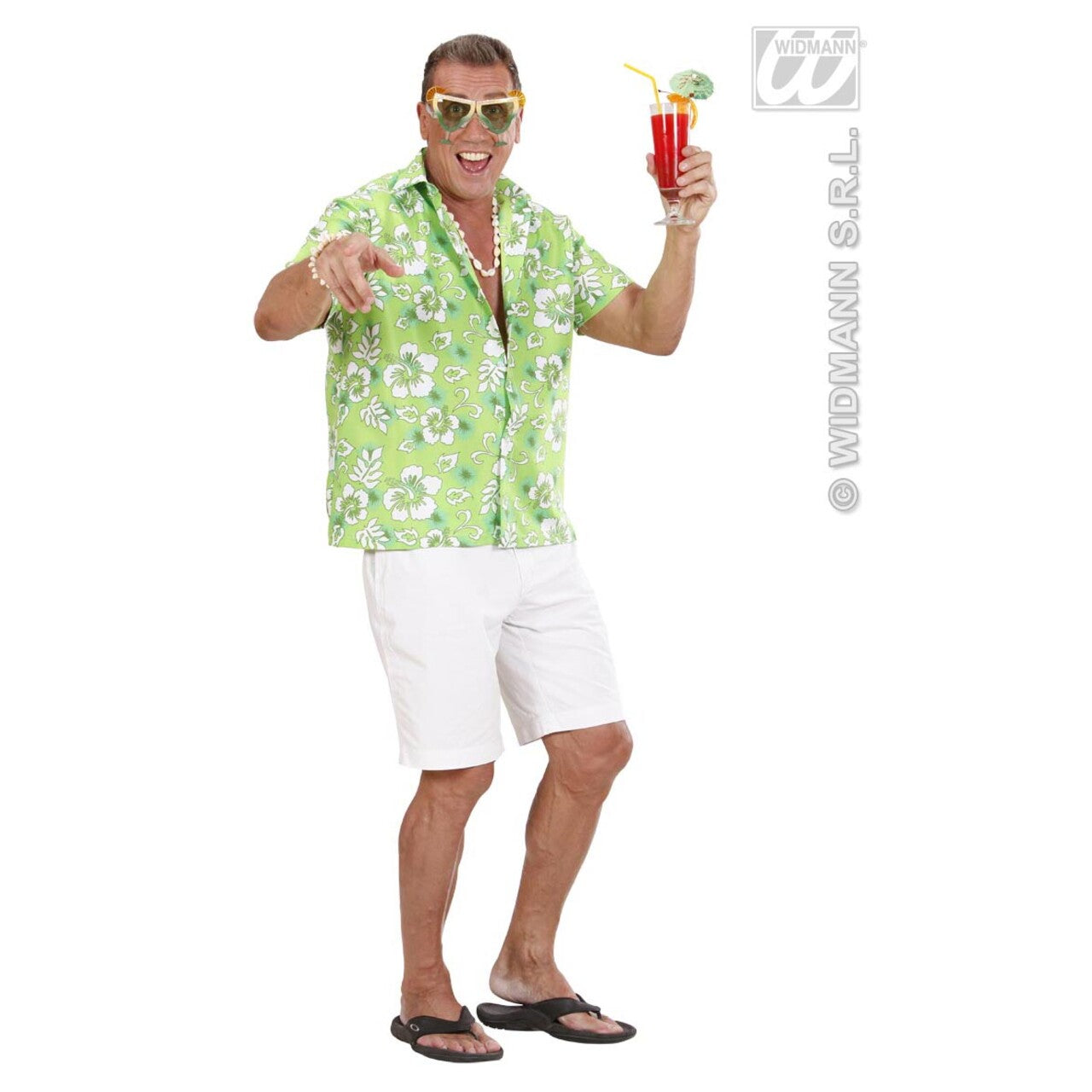 Op deze afbeelding zie je een Kostuums, van het merk Widmann. Hawaii Shirt Groen Man