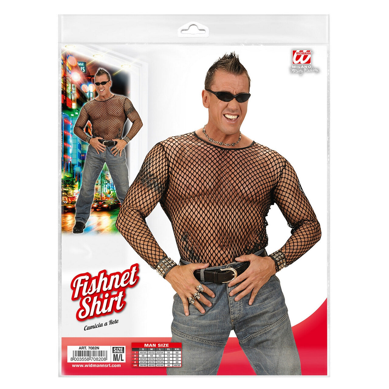 Op deze afbeelding zie je een Kostuums, van het merk Widmann. Shirt Visnet Zwart Man