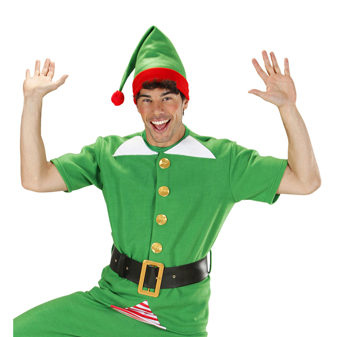 Op deze afbeelding zie je een Kostuums, van het merk Widmann. Elf Shirt Met Riem En Muts Kostuum