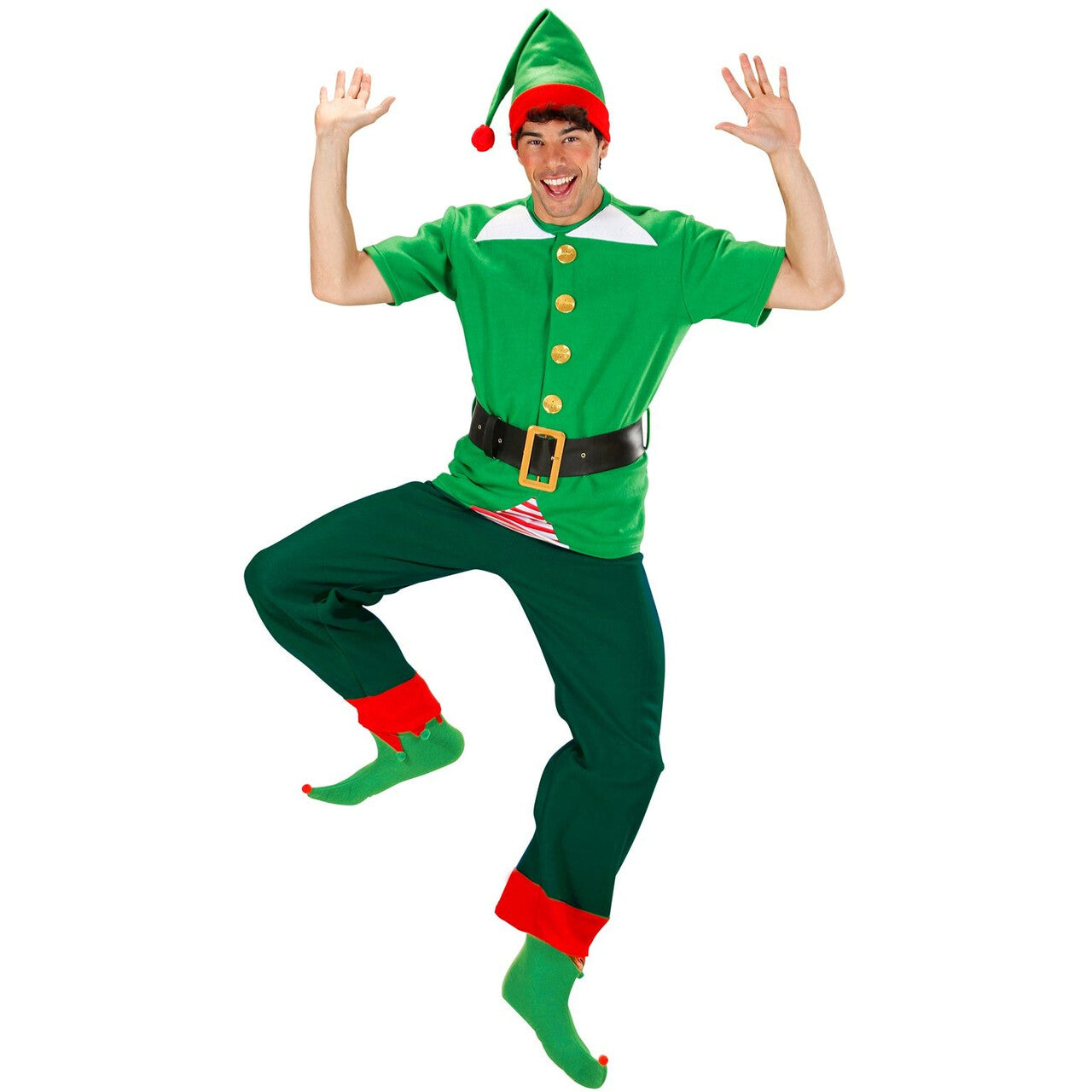 Op deze afbeelding zie je een Kostuums, van het merk Widmann. Elf Shirt Met Riem En Muts Kostuum