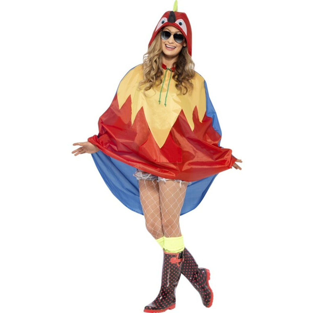 Op deze afbeelding zie je een Kostuums, van het merk Smiffy's. Veelkleurige Papegaai Poncho Kostuum