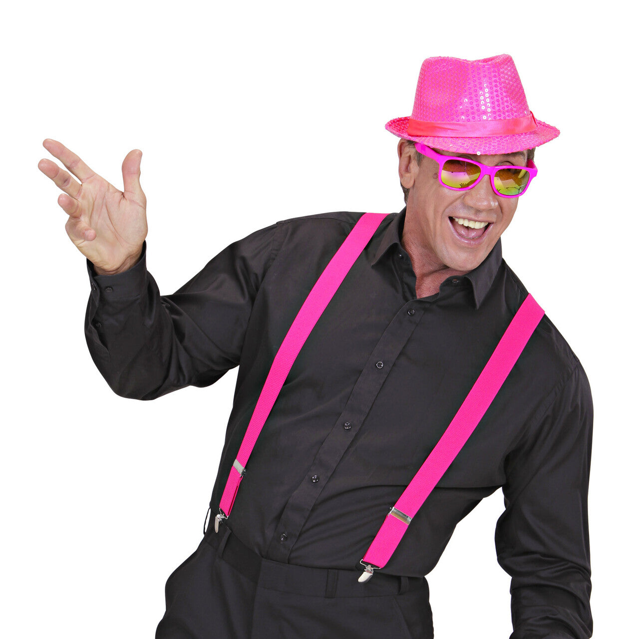 Op deze afbeelding zie je een Accessoires, van het merk Widmann. Bretels Roze