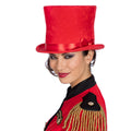 Chapeau Extra Haut En Velours Rouge