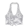 Dames Pailletten Vest Zilver Vrouw
