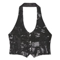 Damen Pailletten Vest Schwarz