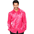 70er Jahre Disco -Shirt Rosa Satin Herren