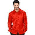 70er Disco Hemd Rot Satin Herren
