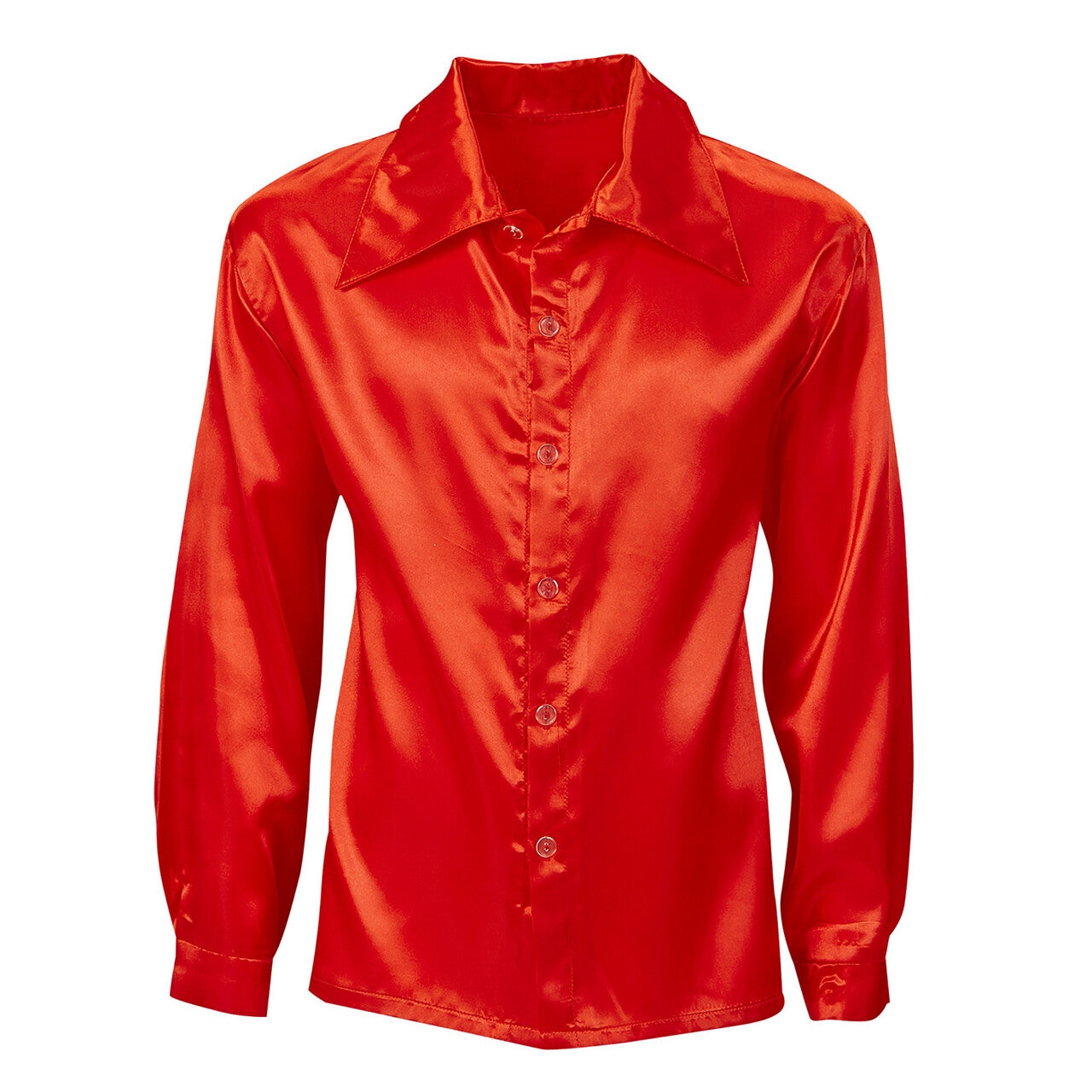 Op deze afbeelding zie je een Kostuums, van het merk Widmann. 70s Disco Shirt Rood Satijn Man