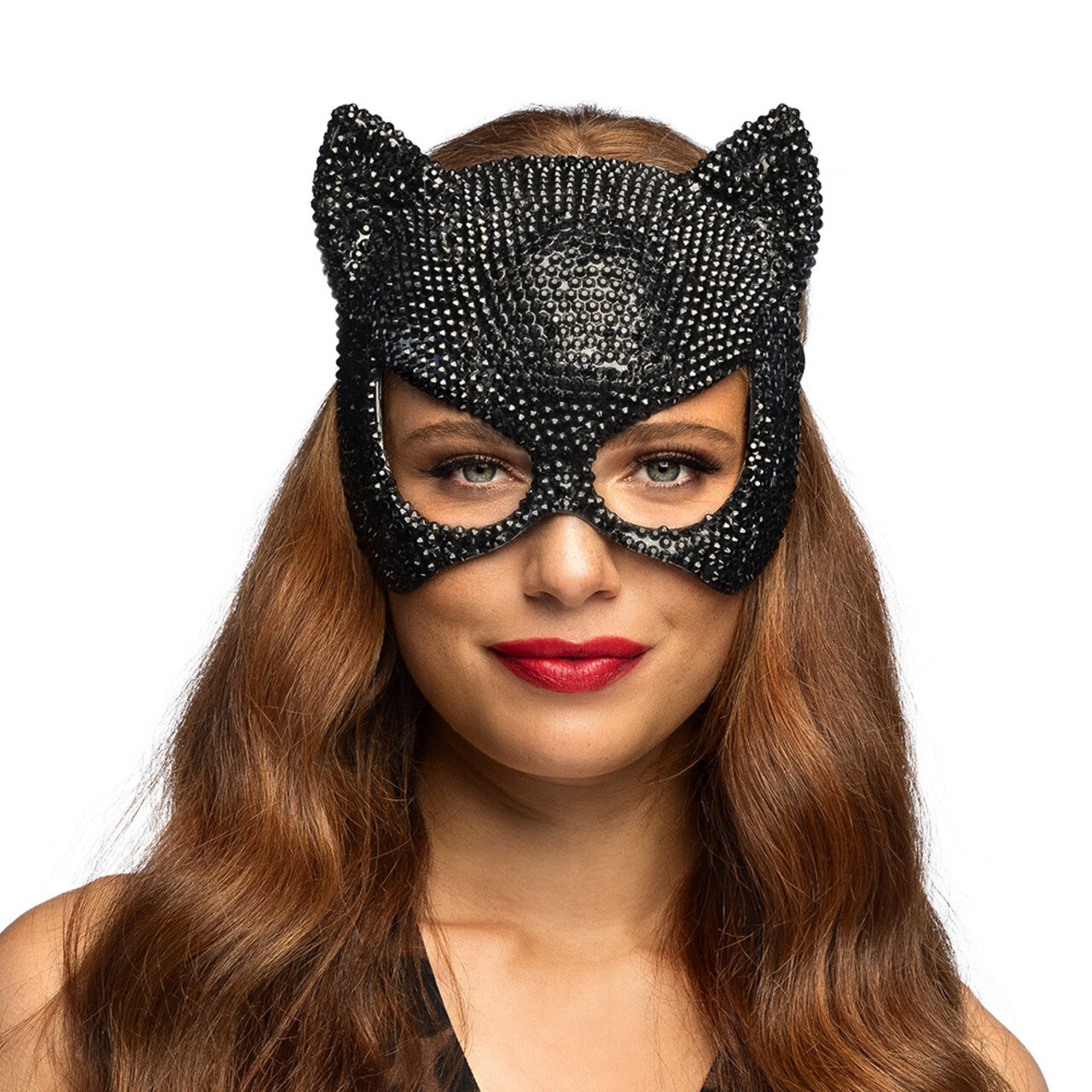 Op deze afbeelding zie je een Accessoires, van het merk Boland. Elegant Katten Halfmasker Met Strass