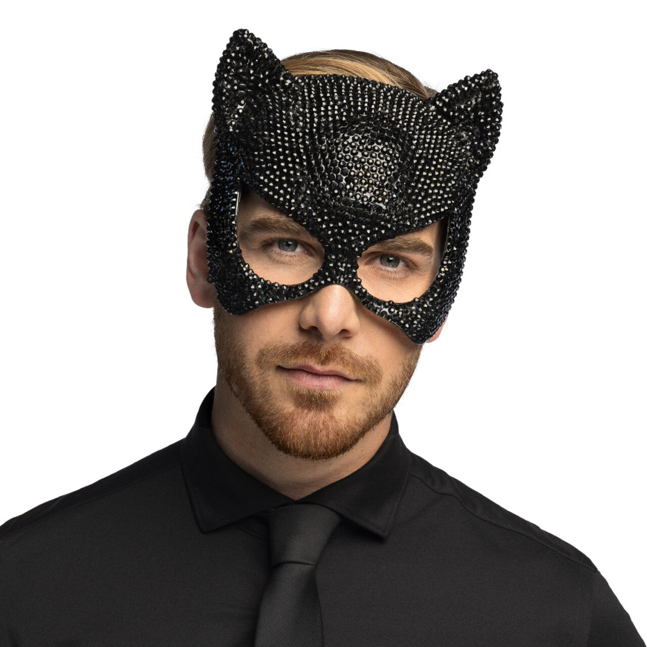 Op deze afbeelding zie je een Accessoires, van het merk Boland. Elegant Katten Halfmasker Met Strass