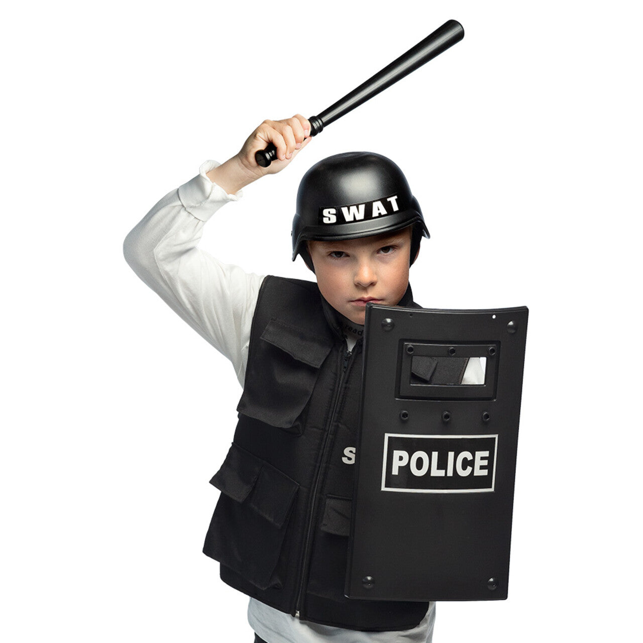 Op deze afbeelding zie je een Accessoires, van het merk Boland. Accessoire Set Swat Politie 4delig