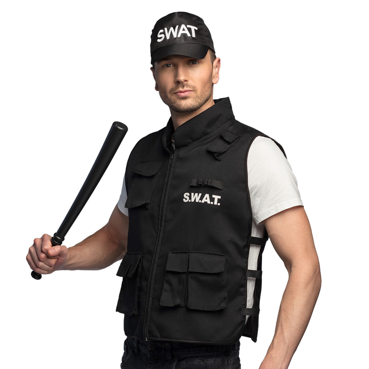 Op deze afbeelding zie je een Kostuums, van het merk Boland. Swat Utility Vest Man